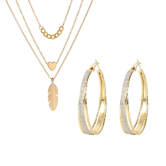 Yellow Chimes Earrings Trendy Fashion Multilayered Gold Plated Leaf Design Choker Necklace Earring Combo for Women and Girls Yellow Chimes Earrings Trendy Fashion Multilayered Gold Plated Leaf Design Choker Necklace Earring Combo for Women and Girls