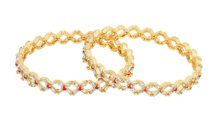 Yellow Chimes Earrings Yellow Chimes A5 Grade AD Crystal 18k Gold Plated American Diamond Designer 2 Pcs Traditional Bangles Set for Women Yellow Chimes Earrings Yellow Chimes A5 Grade AD Crystal 18k Gold Plated American Diamond Designer 2 Pcs Traditional Bangles Set for Women