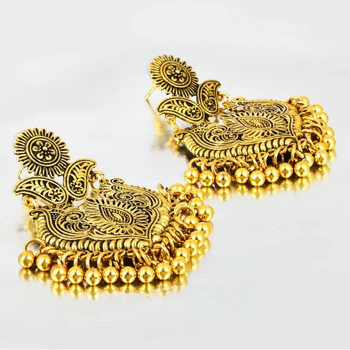 Yellow Chimes Earrings Yellow Chimes Artistic Crafted Stylish Oxidised Chandbali Earrings For Women Girls