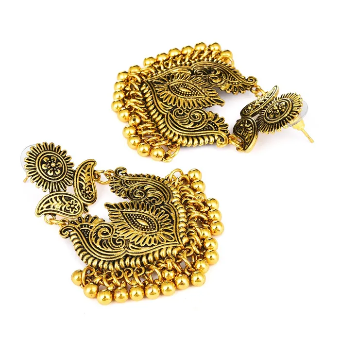 Yellow Chimes Earrings Yellow Chimes Artistic Crafted Stylish Oxidised Chandbali Earrings For Women Girls