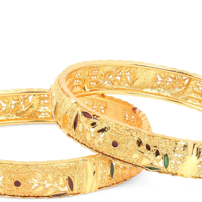 Yellow Chimes Earrings Yellow Chimes Bangles for Women and Girls Traditional Gold Bangles for Women Gold Plated Bangles for Girls 2 Pcs Bangles Birthday Gift For Girls Women Anniversary Gift for Wife