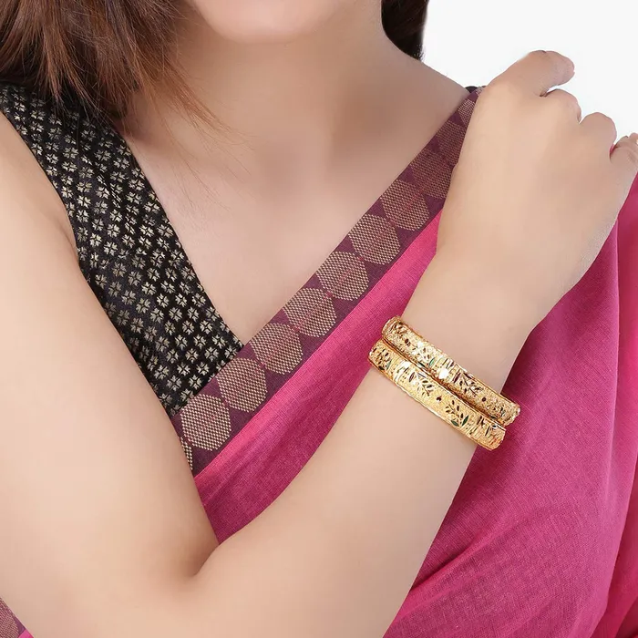 Yellow Chimes Earrings Yellow Chimes Bangles for Women and Girls Traditional Gold Bangles for Women Gold Plated Bangles for Girls 2 Pcs Bangles Birthday Gift For Girls Women Anniversary Gift for Wife
