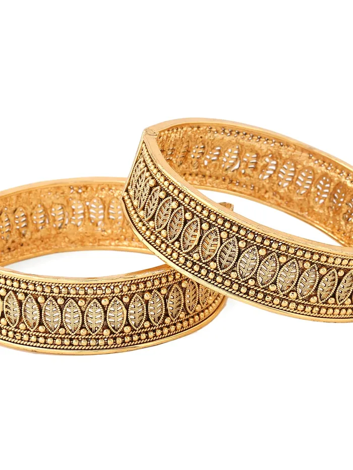 Yellow Chimes Earrings Yellow Chimes Bangles for Women Gold Toned Crystal Studded Peacock Designed Set of 2 Bangles for Women and Girls
