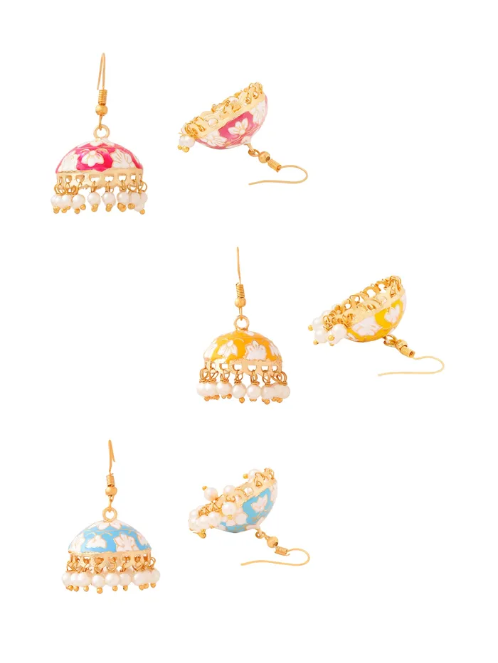 Yellow Chimes Earrings Yellow Chimes Big Jhumka Earrings For Women Meenakari Earring Wedding Jhumka Long Earings Fashion Earrings Minimal Earrings For Women
