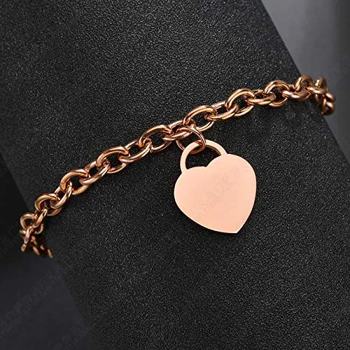 Yellow Chimes Earrings Yellow Chimes Bracelet for Women and Girls Fashion Rosegold Heart Bracelets for Women Rose Gold Plated Heart Charms Bracelet Birthday Gifts For Women Valentine Gift for Girls
