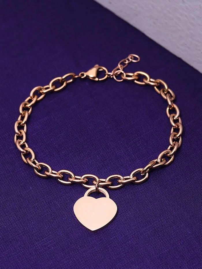 Yellow Chimes Earrings Yellow Chimes Bracelet for Women and Girls Fashion Rosegold Heart Bracelets for Women Rose Gold Plated Heart Charms Bracelet Birthday Gifts For Women Valentine Gift for Girls