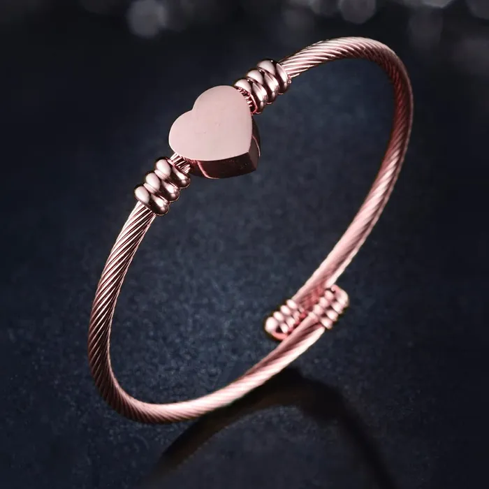 Yellow Chimes Earrings Yellow Chimes Bracelet for Women Stainless Steel Rose Gold Plated Heart Shaped Openable Kada Bracelet for Women and Girls