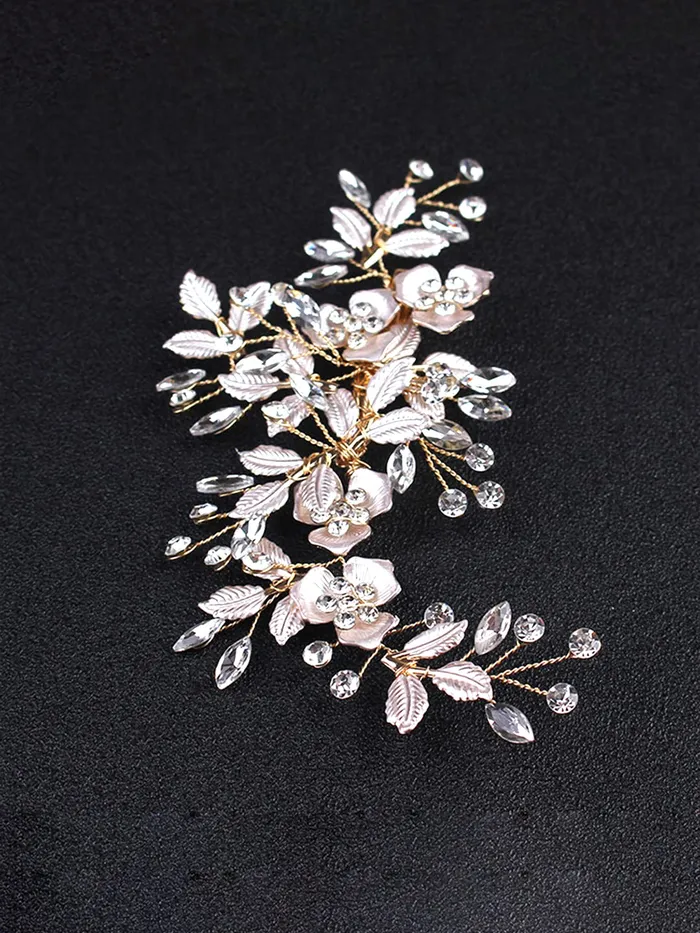 Yellow Chimes Earrings Yellow Chimes Bridal Hair Vine for Women and Girls Bridal Hair Accessories for Wedding Comb Pin for Women Headband Hair Accessories Wedding Jewellery for Women Head band for Girls Design 6