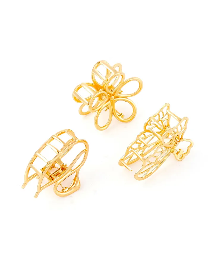 Yellow Chimes Earrings Yellow Chimes Claw Clips for Women Hair Clutches for Women Hair Accessories For Women Set of 3 Pcs Claw Clip Golden Clutchers for Hair Clutcher for women and Girls Gift for Women Girls