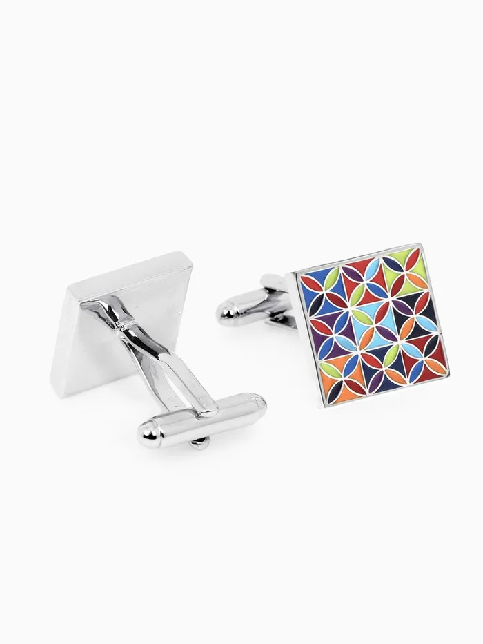 Yellow Chimes Earrings Yellow Chimes Cufflinks for Men and Boys Square Cuff links Silver Toned Formal Stainless Steel Multicolor Cufflink Birthday Gift for Men and Boys Anniversary Gift for Husband