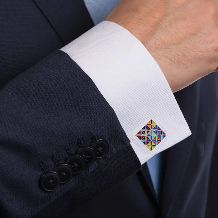 Yellow Chimes Earrings Yellow Chimes Cufflinks for Men and Boys Square Cuff links Silver Toned Formal Stainless Steel Multicolor Cufflink Birthday Gift for Men and Boys Anniversary Gift for Husband