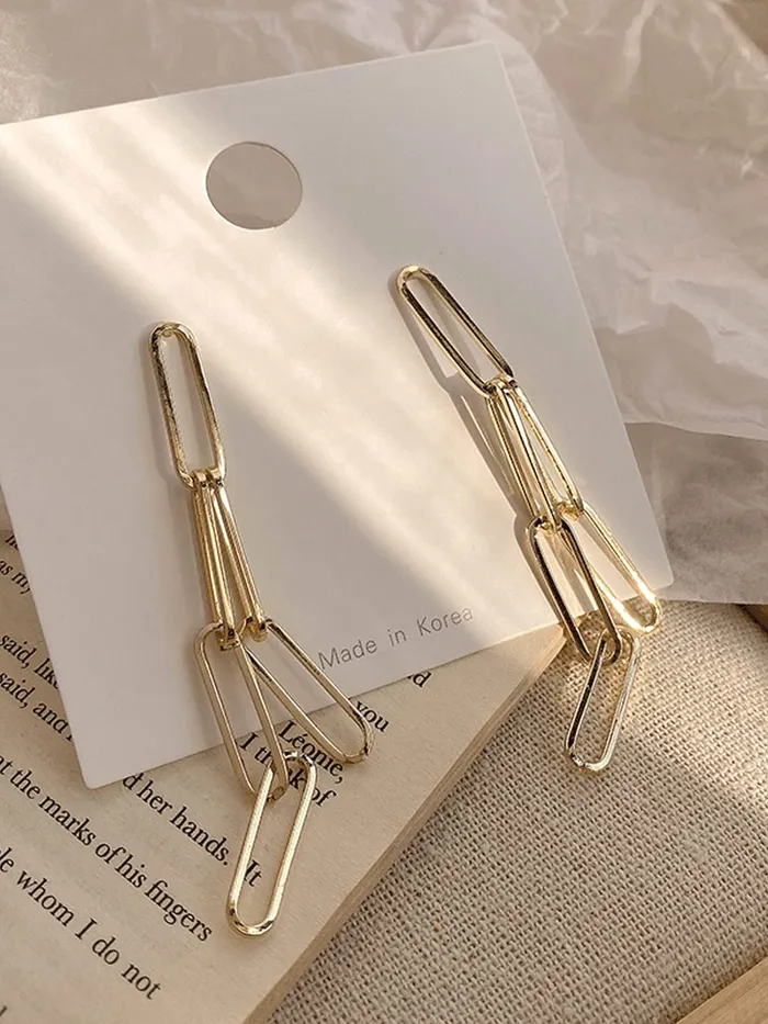 Yellow Chimes Earrings Yellow Chimes Danglers Earrings for Women Gold Plated Geometric Earrings for Girls Fashion Women Earrings Long Chain Dangler Earrings Birthday Gift For Girls Anniversary Gift for Wife