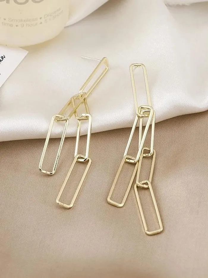 Yellow Chimes Earrings Yellow Chimes Danglers Earrings for Women Gold Plated Geometric Earrings for Girls Fashion Women Earrings Long Chain Dangler Earrings Birthday Gift For Girls Anniversary Gift for Wife