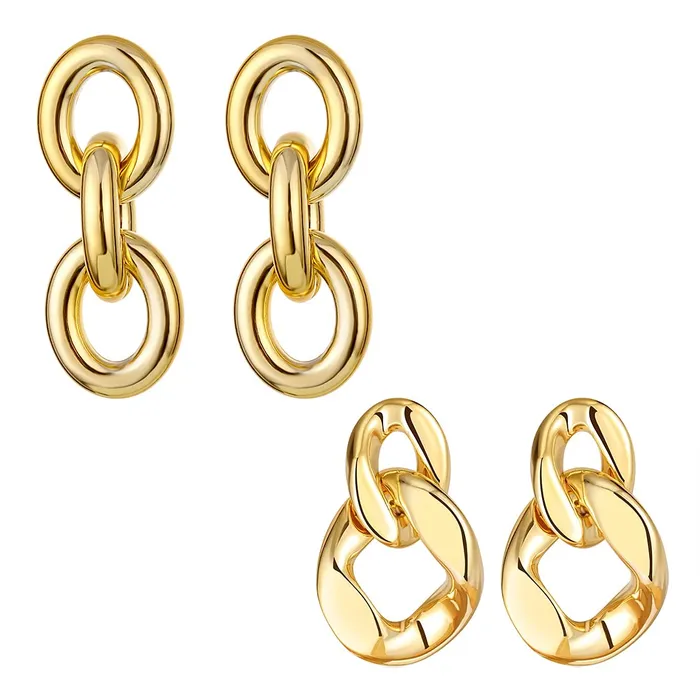 Yellow Chimes Earrings Yellow Chimes Drop Earrings for Women Combo of 2 Pairs Gold Plated Geometric Design Circle Chain Drop Earrings for Women and Girls Yellow Chimes Earrings Yellow Chimes Drop Earrings for Women Combo of 2 Pairs Gold Plated Geometric Design Circle Chain Drop Earrings for Women and Girls