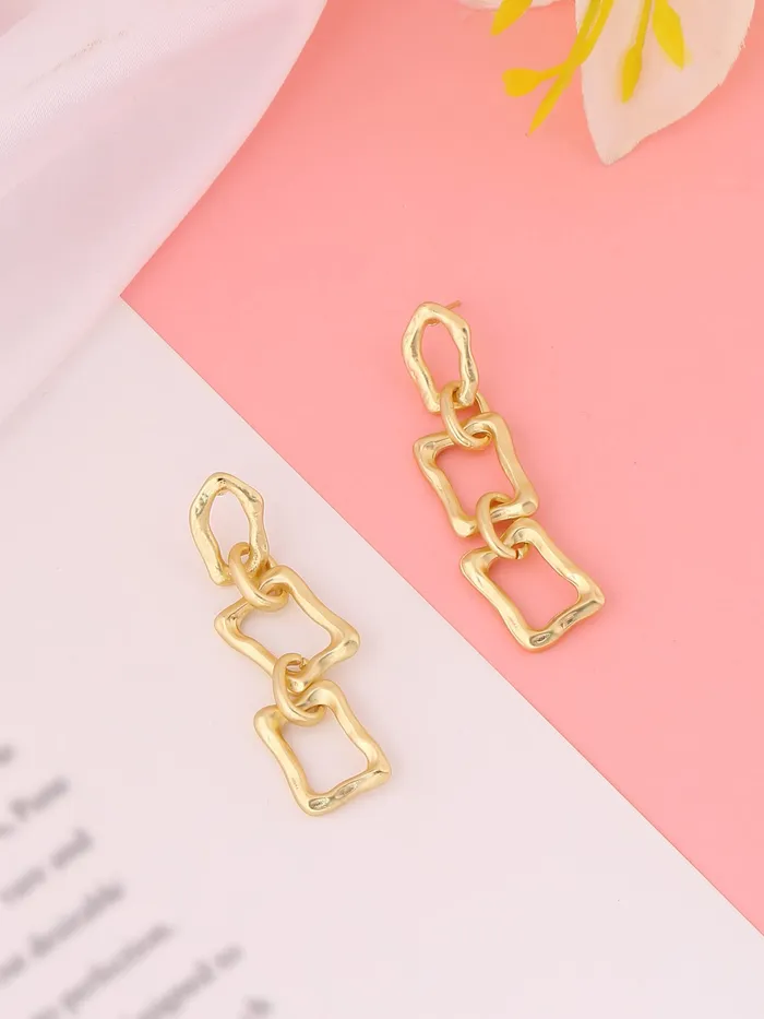 Yellow Chimes Earrings Yellow Chimes Earrings for Women and Girls Fashion Golden Dangler Gold Plated Geometric Shaped Western Style Danglers Earrings Birthday Gift for Girls Women Anniversary Gift for Wife