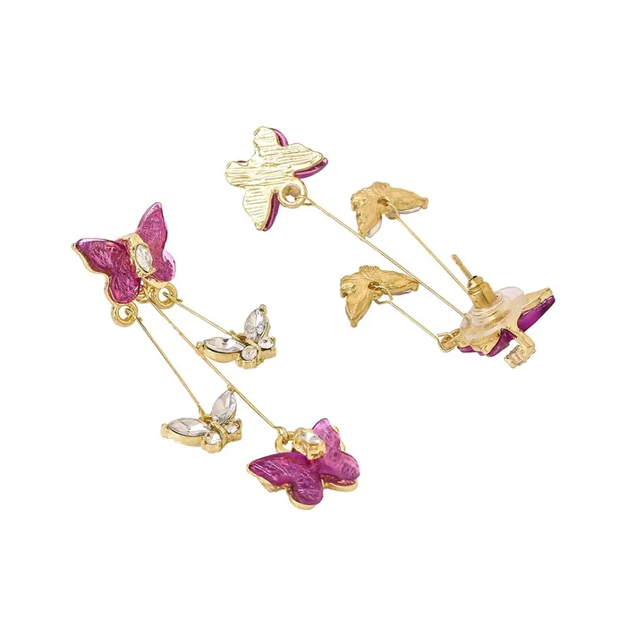 Yellow Chimes Earrings Yellow Chimes Earrings for Women and Girls Fashion Purple Dangler Earrings Gold Plated Butterfly Long Chain Danglers Earrings Birthday Gift for Girls and Women Anniversary Gift for Wife