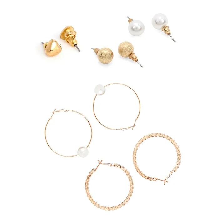 Yellow Chimes Earrings Yellow Chimes Earrings for Women and Girls Fashion White Pearl Hoops Set Gold Plated Combo of 12 Pairs Stud Hoop Earring Set Birthday Gift for girls and women Anniversary Gift for Wife