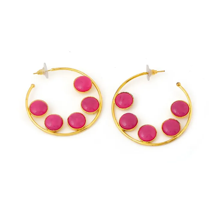 Yellow Chimes Earrings Yellow Chimes Earrings for Women and Girls Gold Plated Hoop EarringsStone Studded Hoops Earrings Birthday Gift for girls and women Anniversary Gift for Wife