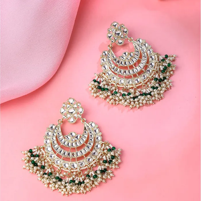 Yellow Chimes Earrings Yellow Chimes Earrings for Women and Girls Kundans Chandbali Gold Plated Kundan Studded Drop Chandbali Earrings Birthday Gift for girls and women Anniversary Gift for Wife