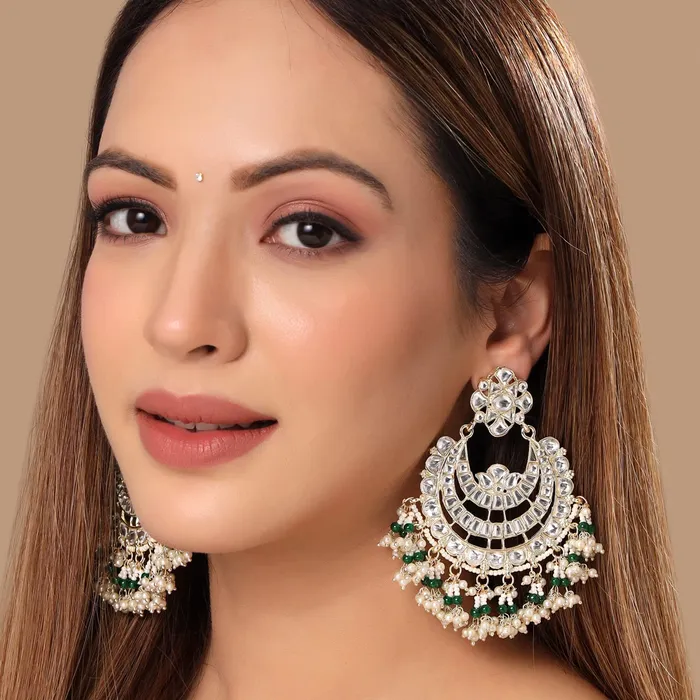 Yellow Chimes Earrings Yellow Chimes Earrings for Women and Girls Kundans Chandbali Gold Plated Kundan Studded Drop Chandbali Earrings Birthday Gift for girls and women Anniversary Gift for Wife