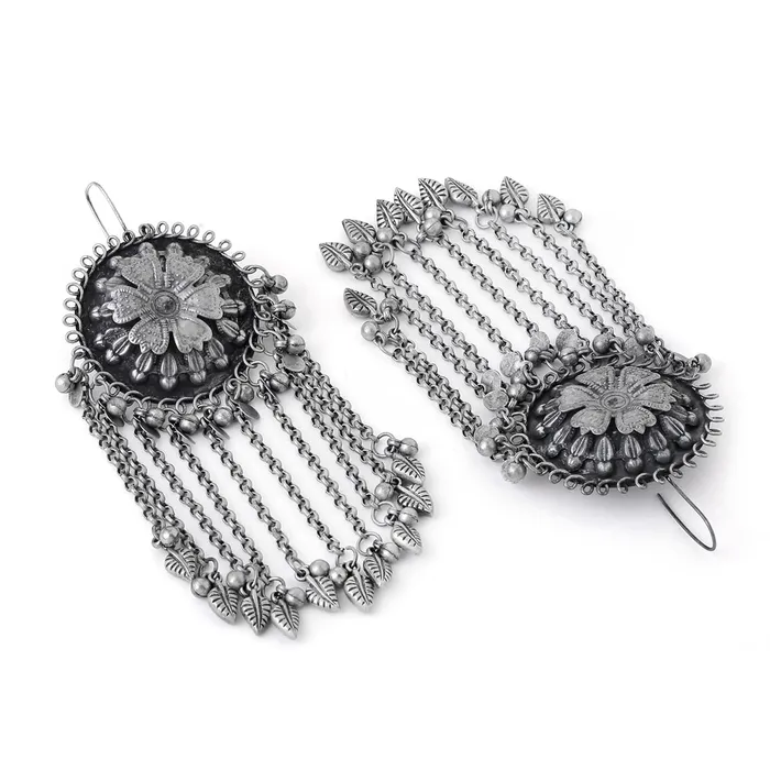 Yellow Chimes Earrings Yellow Chimes Earrings for Women and Girls Silver Oxidised DanglerSilver Oxidised Floral Designed Dangler EarringsBirthday Gift For girls and women Anniversary Gift for Wife