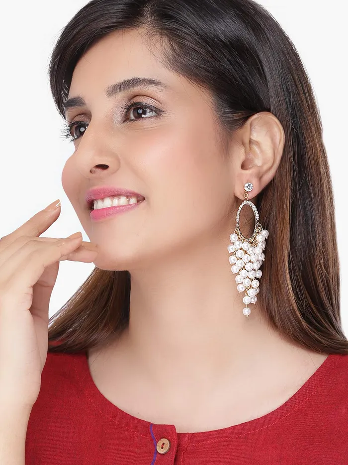 Yellow Chimes Earrings Yellow Chimes Earrings for Women Girls Butterfly Shaped Long Danglers Pearl Drop Earrings Combo Fashion White Stone Crystal Dangler Birthday Anniversary Gift For Women