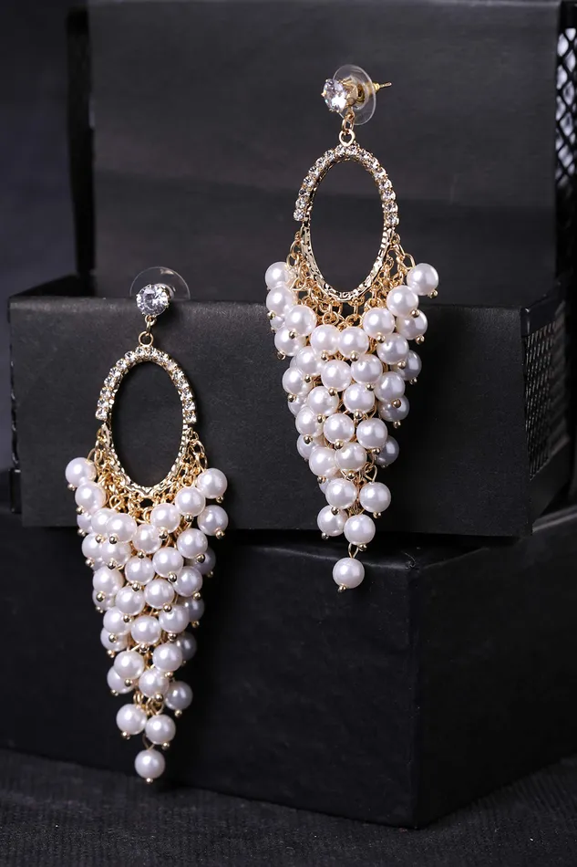 Yellow Chimes Earrings Yellow Chimes Earrings for Women Girls Butterfly Shaped Long Danglers Pearl Drop Earrings Combo Fashion White Stone Crystal Dangler Birthday Anniversary Gift For Women
