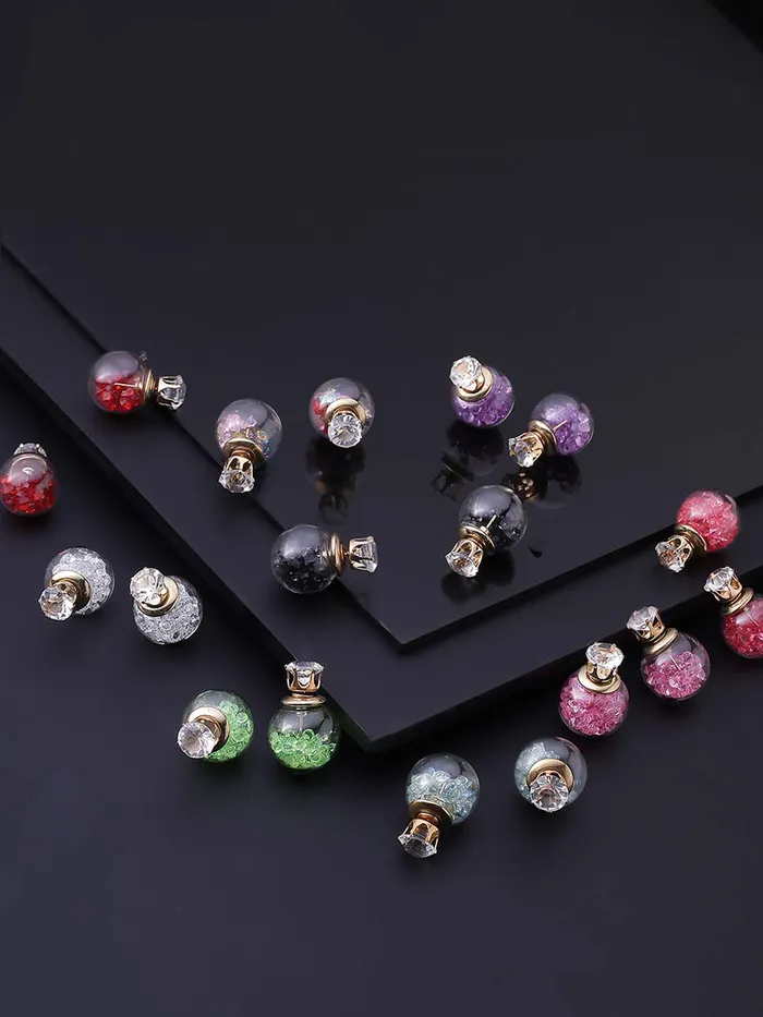 Yellow Chimes Earrings Yellow Chimes Elegant Multicolor Crystal Double Sided Combo Stud Earrings for Women and Girls