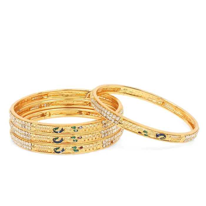 Yellow Chimes Earrings Yellow Chimes Ethnic Gold Plated Peacock Designer Crystal Studded Traditional 4 Pcs Bangles Set for Women and Girls 24 Yellow Chimes Earrings Yellow Chimes Ethnic Gold Plated Peacock Designer Crystal Studded Traditional 4 Pcs Bangles Set for Women and Girls 24