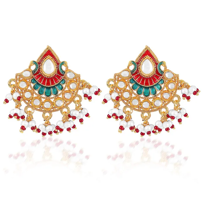 Yellow Chimes Earrings Yellow Chimes Ethnic Traditional Kundan Studded Pearl Meenakari ChandBali Earrings for Women and Girls Yellow Chimes Earrings Yellow Chimes Ethnic Traditional Kundan Studded Pearl Meenakari ChandBali Earrings for Women and Girls