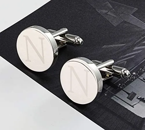 Yellow Chimes Earrings Yellow ChimesExclusive Collection Stainless Steel Alphabet N Statement Silver Cufflinks for Men
