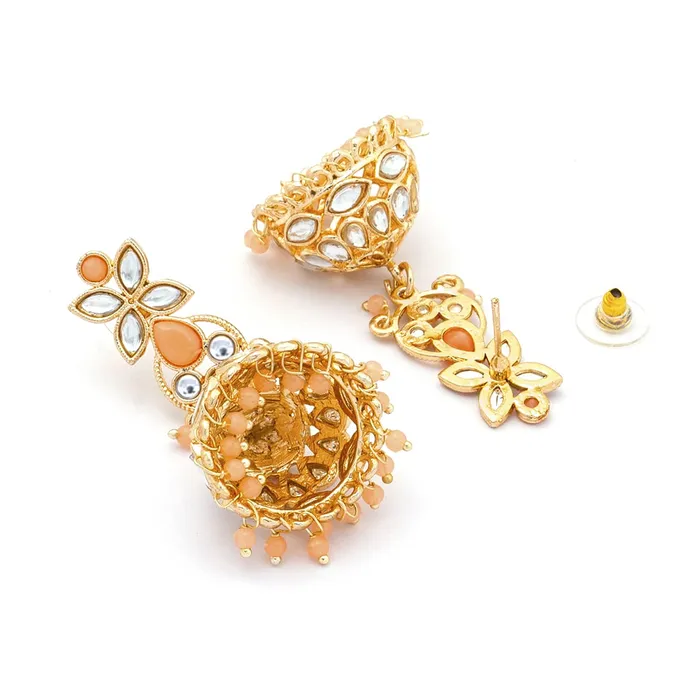 Yellow Chimes Earrings Yellow Chimes Jewellery Set for Women and Girls Kundan Necklace Set for Girls Gold Plated Beads Drop Kundan Choker Necklace Set Birthday Gift for girls and women Anniversary Gift for Wife