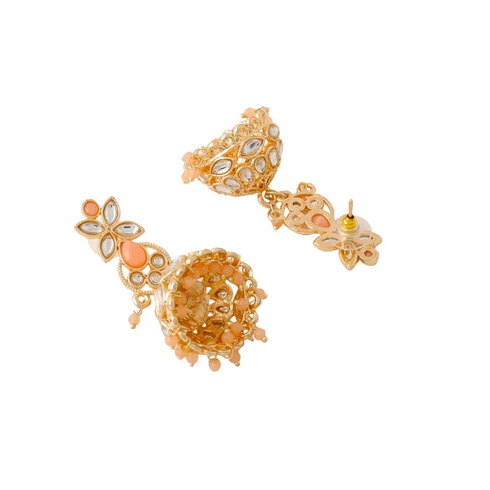 Yellow Chimes Earrings Yellow Chimes Jewellery Set for Women and Girls Kundan Necklace Set for Girls Gold Plated Beads Drop Kundan Choker Necklace Set Birthday Gift for girls and women Anniversary Gift for Wife