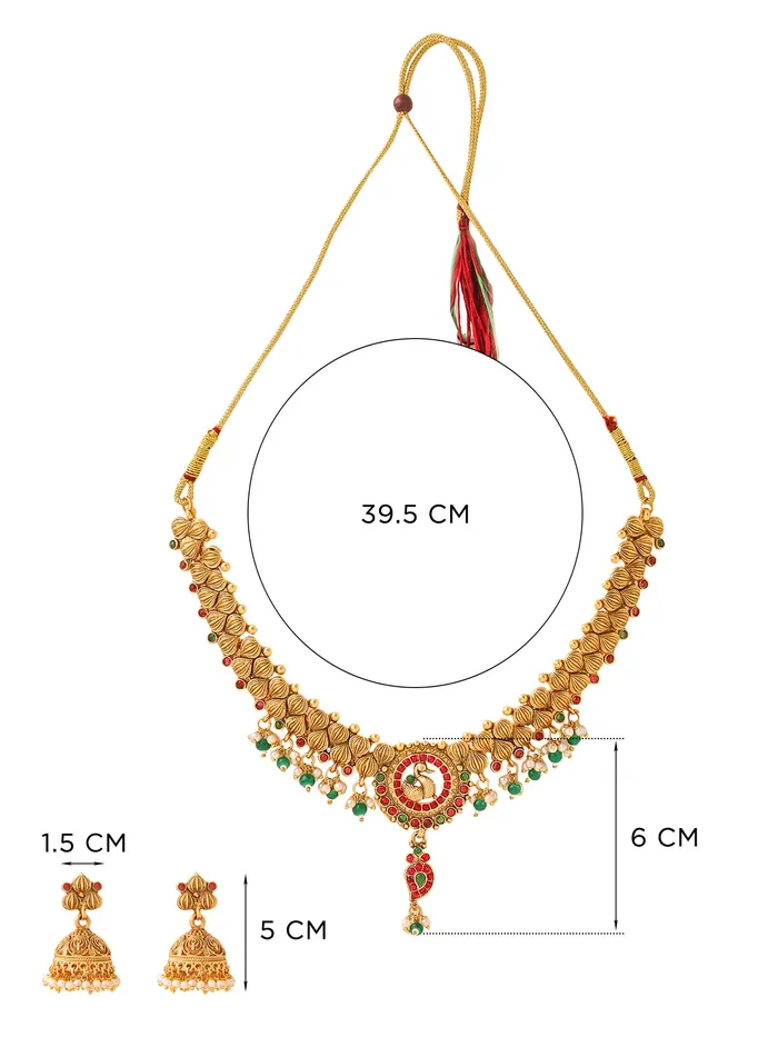 Yellow Chimes Earrings Yellow Chimes Jewellery Set For Women Ethnic Gold Plated Choker Necklace Set for Women Traditional Jewellery Sets For Girls Birthday Gift for Girls Women Anniversary Gift for Wife