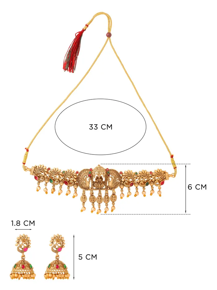 Yellow Chimes Earrings Yellow Chimes Jewellery Set For Women Ethnic Gold Plated Choker Necklace Set for Women Traditional Temple Jewellery Sets For Girls Birthday Gift for Girls Women Anniversary Gift for Wife