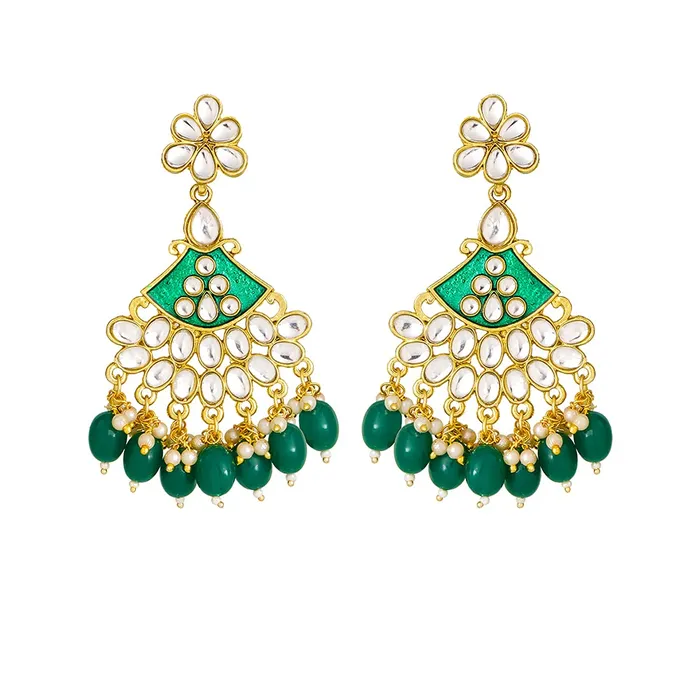 Yellow Chimes Earrings Yellow Chimes Kundun Earrings for Women Ethnic Gold Plated Beads Meenakari Green Floral Dangler Earrings for Women and Girls Yellow Chimes Earrings Yellow Chimes Kundun Earrings for Women Ethnic Gold Plated Beads Meenakari Green Floral Dangler Earrings for Women and Girls