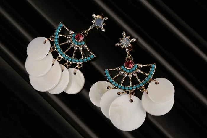 Yellow Chimes Earrings Yellow Chimes Latest Stylish Shell Crystal White Earrings for Women Girls