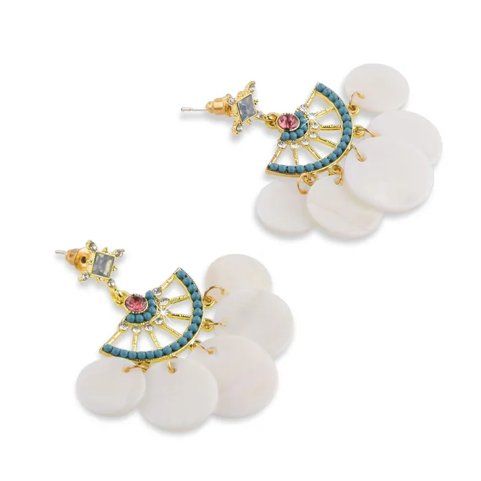 Yellow Chimes Earrings Yellow Chimes Latest Stylish Shell Crystal White Earrings for Women Girls