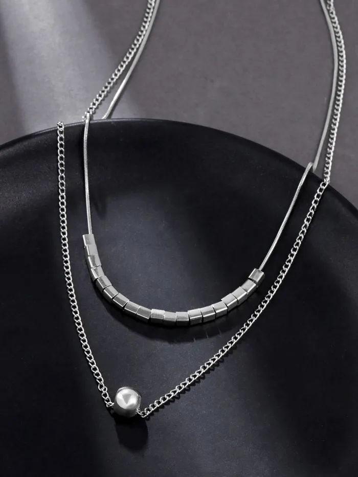 Yellow Chimes Earrings Yellow Chimes Layered Chain Necklace for Women Fashion Silver Chain Pendant Necklace Multilayered Chain Necklace for Women Necklace for Girls Birthday Anniversary Gift for Women Wife