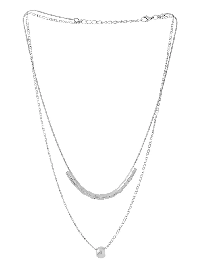 Yellow Chimes Earrings Yellow Chimes Layered Chain Necklace for Women Fashion Silver Chain Pendant Necklace Multilayered Chain Necklace for Women Necklace for Girls Birthday Anniversary Gift for Women Wife