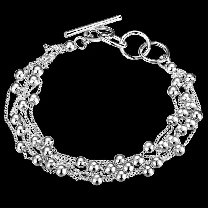 Yellow Chimes Earrings Yellow Chimes Multiple Layer Bead Silver Plated Bracelet for Women and Girls