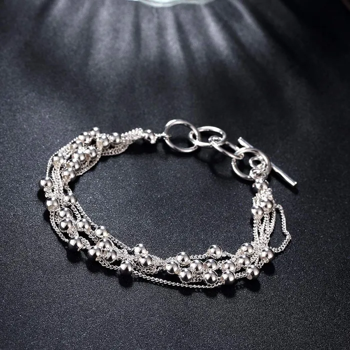 Yellow Chimes Earrings Yellow Chimes Multiple Layer Bead Silver Plated Bracelet for Women and Girls