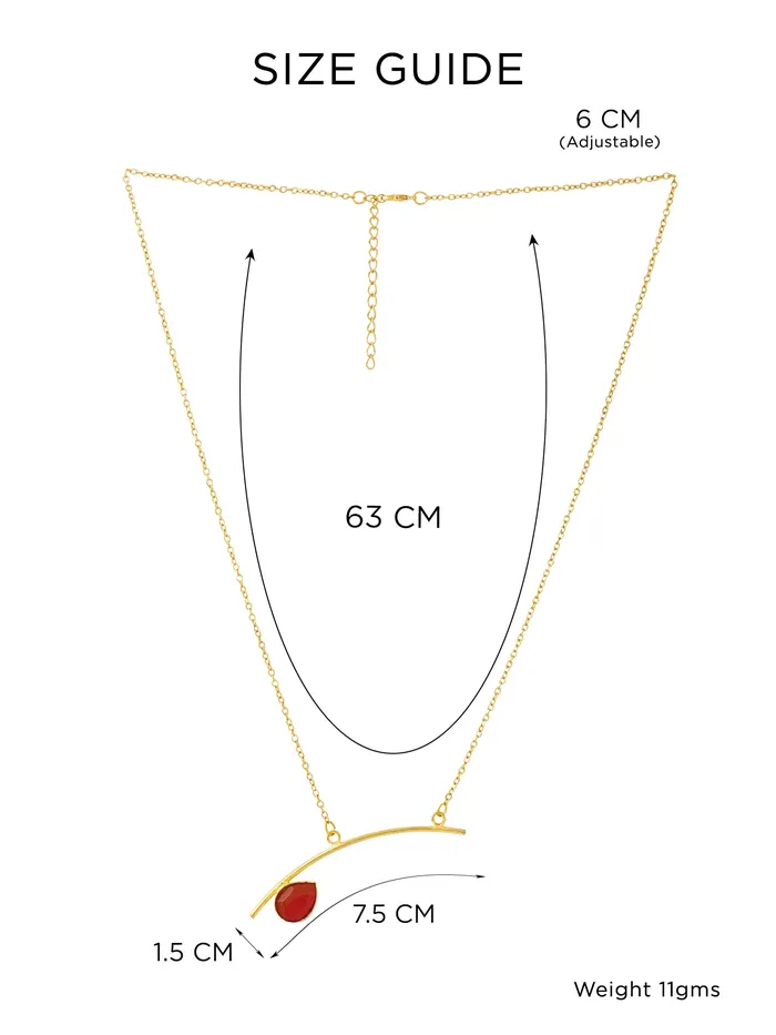 Yellow Chimes Earrings Yellow Chimes Pendant Necklace For Women Fashion Golden Charm Pendant Gold Plated Red Stone Studded Chain Necklace For Girls Heritage Hues Birthday Gift for Girls Anniversary Gift for Wife