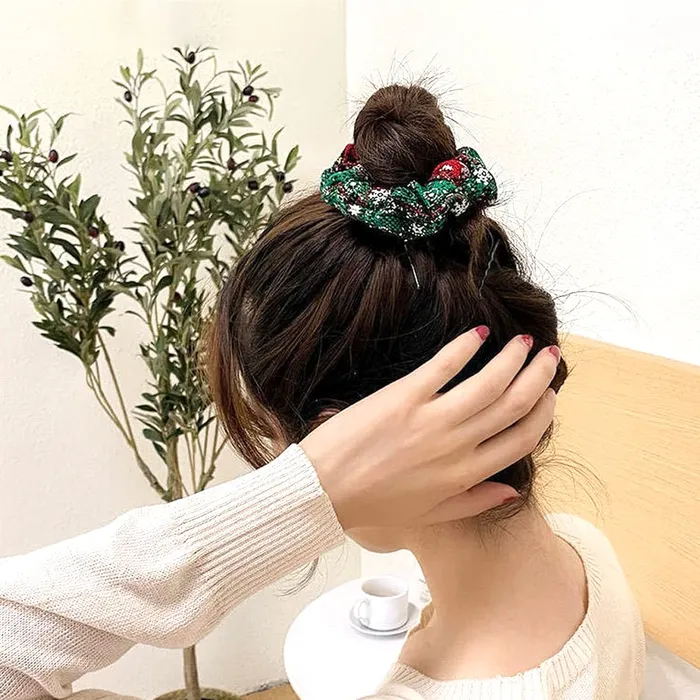 Yellow Chimes Earrings Yellow Chimes Scrunchies for Girls 6 Pcs Scrunchies Set Intresting Winter Christmas Collection Scrunchie Pony Holders Hair Acessories for Girls and Women
