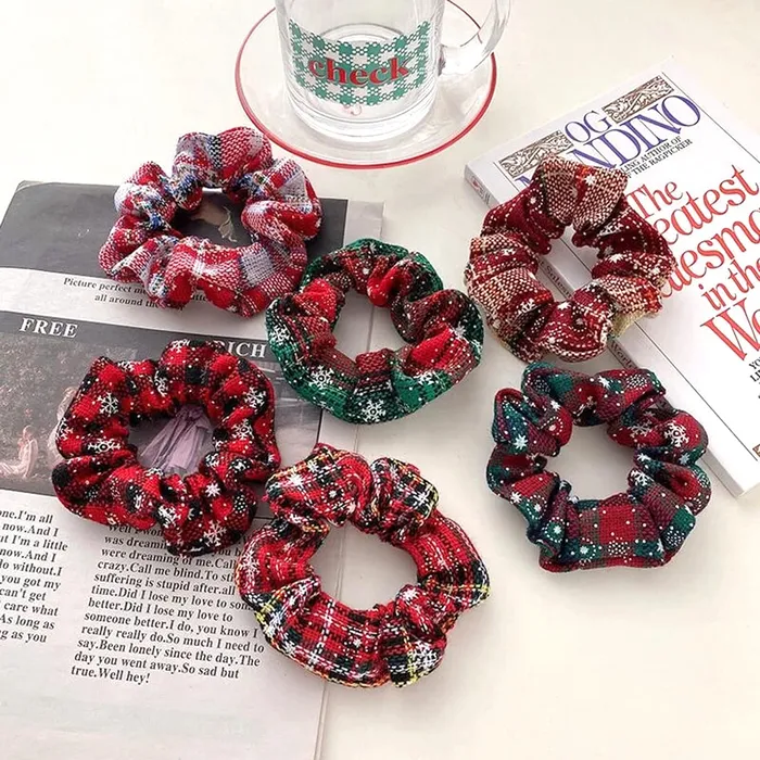 Yellow Chimes Earrings Yellow Chimes Scrunchies for Girls 6 Pcs Scrunchies Set Intresting Winter Christmas Collection Scrunchie Pony Holders Hair Acessories for Girls and Women