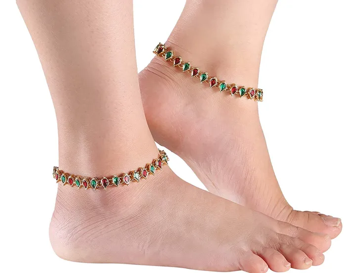 Yellow Chimes Earrings Yellow Chimes Traditional Elegant Gold Plated Payal Anklets for Women and Girls