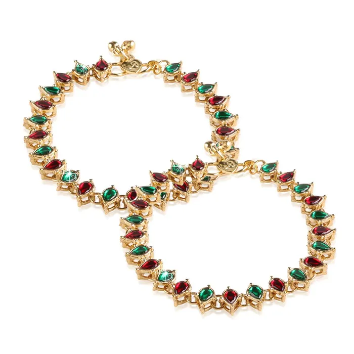 Yellow Chimes Earrings Yellow Chimes Traditional Elegant Gold Plated Payal Anklets for Women and Girls