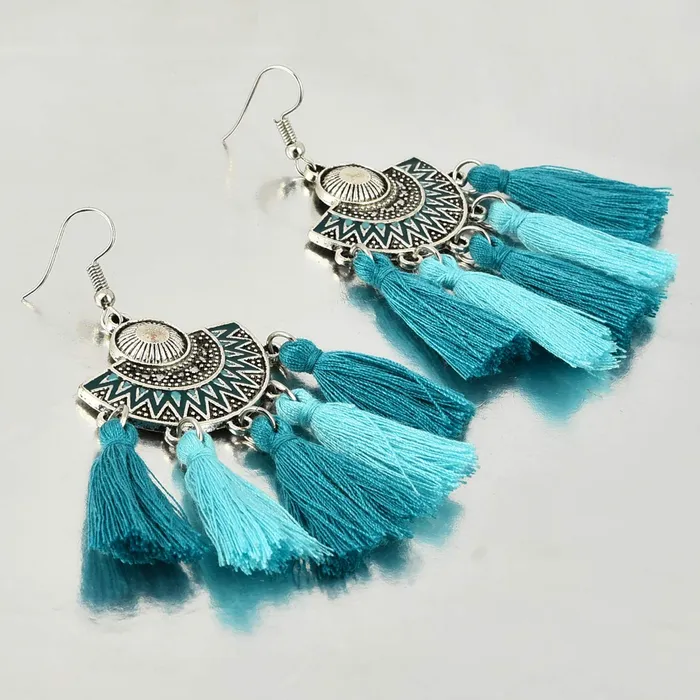 Yellow Chimes Earrings Yellow Chimes Two Pairs Feather Tassel Earrings For Women and Girls