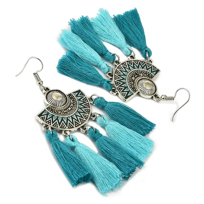 Yellow Chimes Earrings Yellow Chimes Two Pairs Feather Tassel Earrings For Women and Girls