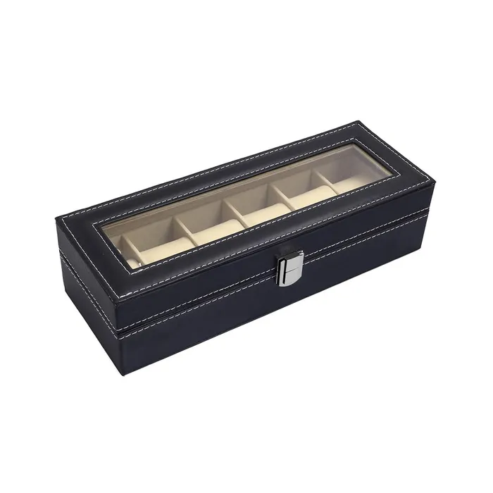 Yellow Chimes Earrings Yellow Chimes Watch Box Organizer for Men And Women Watch Case Storage Organiser PU Leather Bracelet Watch Collection Box Watch Case with Large Glass Lid Gift For Men Women